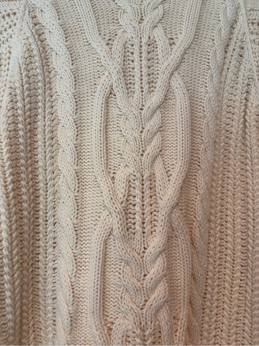 Free People Frankie Cable Cotton Sweater Ivory Medium - Picture 7 of 12